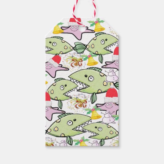 クリスマスギフトタグサメの魚 ギフトタグ (正面)