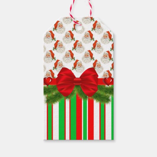 クリスマスギフトタグサンタクロースストライプ ギフトタグ (正面)