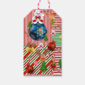 クリスマスギフトタグテディベアストライプ ギフトタグ (正面)