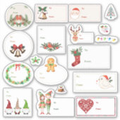 クリスマスギフトタグバラエティーパック18pcセット シール (正面)