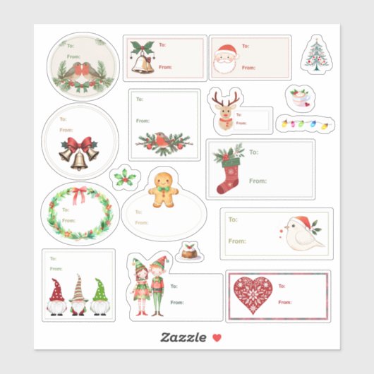 クリスマスギフトタグバラエティーパック18pcセット シール (シート)