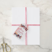 クリスマスギフトタグバーガンディ冬の花模様 ギフトタグ (より糸付き)