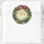 クリスマスギフトタグホリービクトリアンリース ラウンドシール (バッグ)