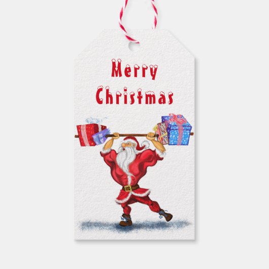 クリスマスギフトタグボディビルダーSanta with Gift ギフトタグ (裏面)