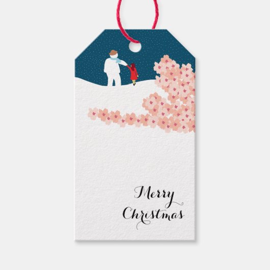 クリスマスギフトタグ付き雪だるま散策 ギフトタグ (正面)