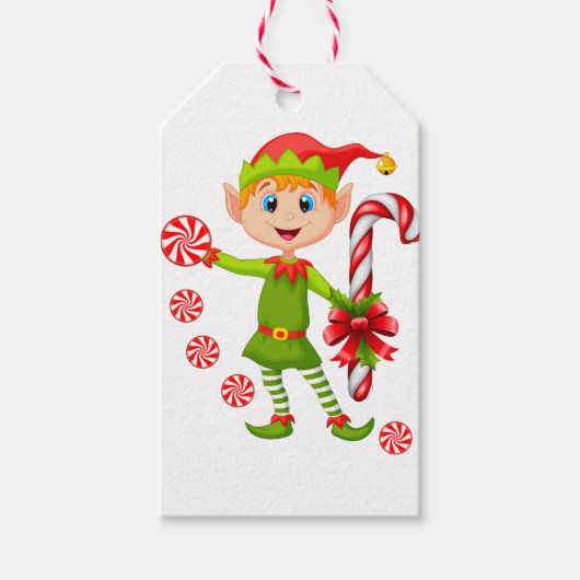 クリスマスギフトタグ小妖精や小人ペパーミント ギフトタグ (正面)