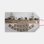 クリスマスギフトタグ素朴暖炉バント ギフトタグ (正面(横))