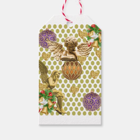 クリスマスギフトタグ金ゴールド天使 ギフトタグ (正面)