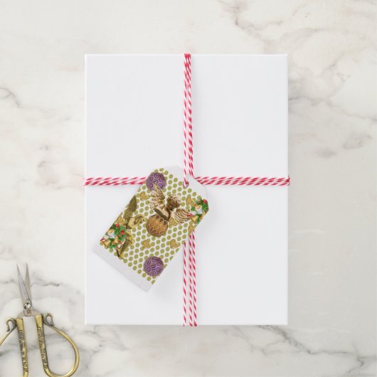 クリスマスギフトタグ金ゴールド天使 ギフトタグ (より糸付き)