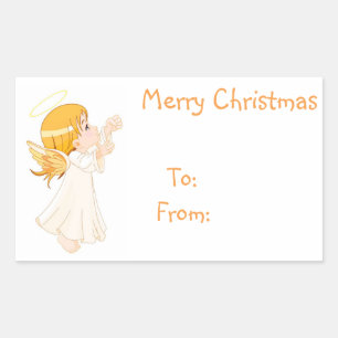 クリスマスギフトタグ/長方形シール/天使 長方形シール