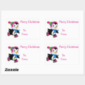 クリスマスギフトタグ/長方形ステッカー/ペンギン 長方形シール (シート)