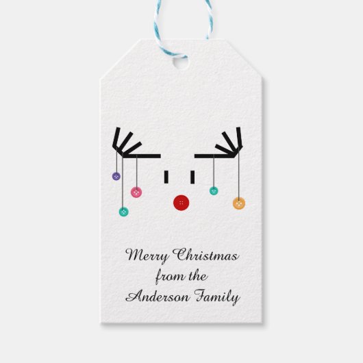 クリスマスギフトタグ – Rudolph赤い鼻とバウブル ギフトタグ (正面)
