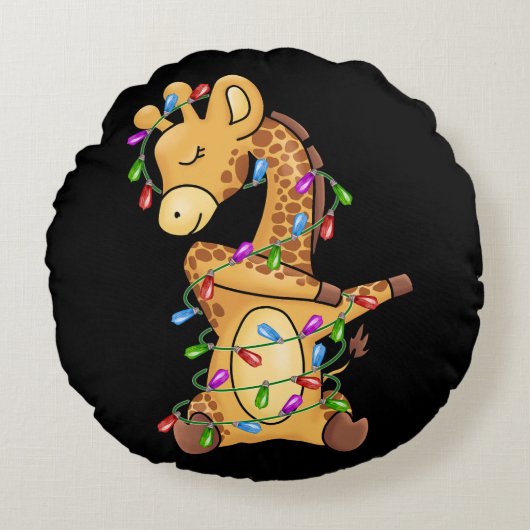 クリスマスギフトダビングキリンのクリスマス ラウンドクッション (正面)