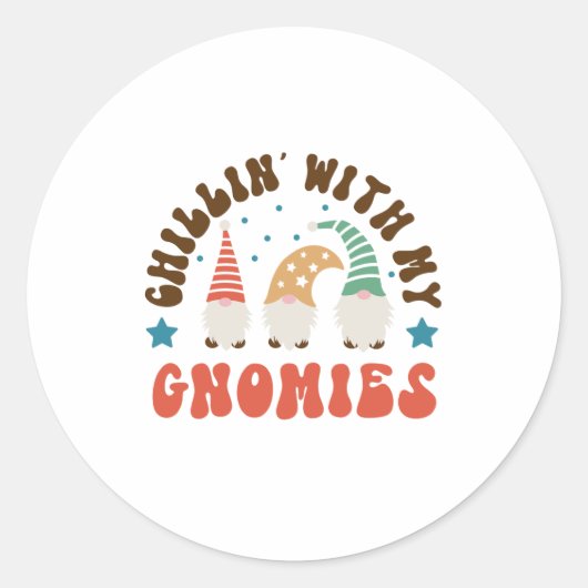 クリスマスギフトチリンと私のgnomies ラウンドシール (正面)