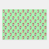 クリスマスギフトパーソナライズされたサンタハット顔3写真 ラッピングペーパーシート (正面2)