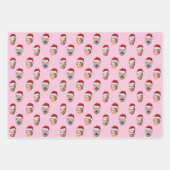 クリスマスギフトパーソナライズされたサンタハット顔3写真 ラッピングペーパーシート (正面)