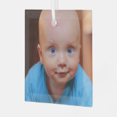 クリスマスギフトパーソナライズされた家族の写真 ガラスオーナメント (正面左)