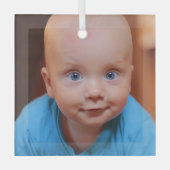 クリスマスギフトパーソナライズされた家族の写真 ガラスオーナメント (正面)