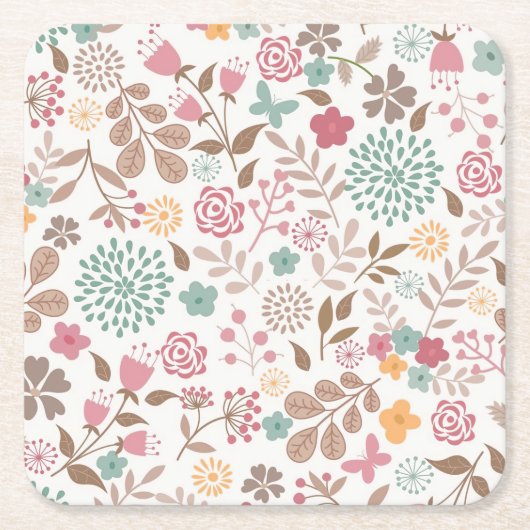 クリスマスギフトフローラ4シーズン スクエアペーパーコースター (正面)