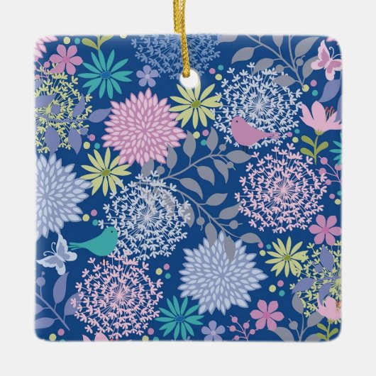 クリスマスギフトフローラ60誕生日 セラミックオーナメント (正面)