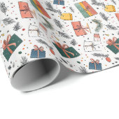 クリスマスギフトボックスのラッピングパターン ラッピングペーパー (ロールコーナー)