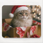 クリスマスギフトボックスの猫 マウスパッド (正面)