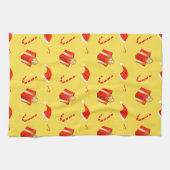 クリスマスギフトボックスサンタハットキャンディーケーン キッチンタオル (横)