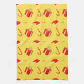 クリスマスギフトボックスサンタハットキャンディーケーン キッチンタオル (縦)