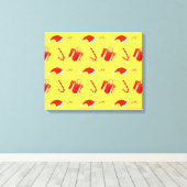 クリスマスギフトボックスサンタハットキャンディーケーン キャンバスプリント (インサイチュ (ウッドフロア))