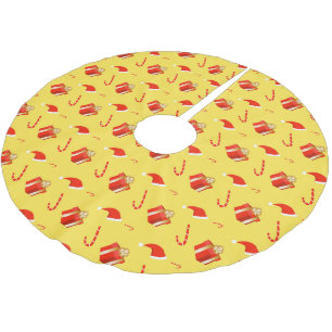 クリスマスギフトボックスサンタハットキャンディーケーン ブラッシュドポリエステルツリースカート