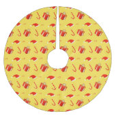 クリスマスギフトボックスサンタハットキャンディーケーン ブラッシュドポリエステルツリースカート (正面)