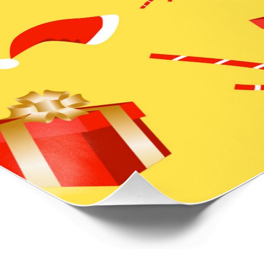 クリスマスギフトボックスサンタハットキャンディーケーン ポスター (コーナー)