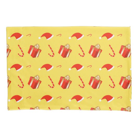 クリスマスギフトボックスサンタハットキャンディーケーン 枕カバー (正面)