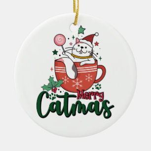 クリスマスギフトメリーかわいい白斑 セラミックオーナメント