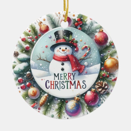 クリスマスギフトメリークリスマス セラミックオーナメント (正面)