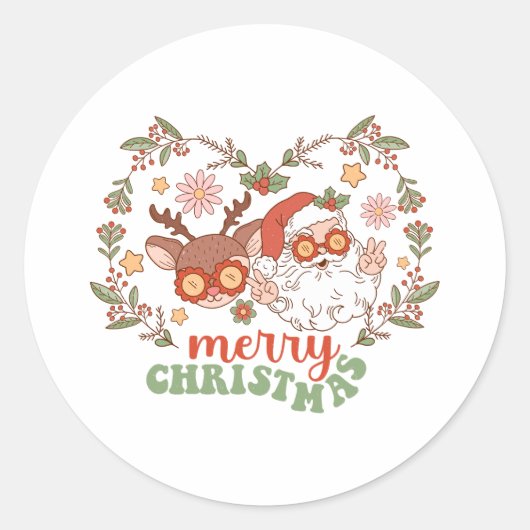 クリスマスギフトメリークリスマス ラウンドシール (正面)