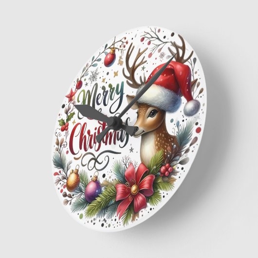 クリスマスギフトメリークリスマス ラウンド壁時計 (傾斜)