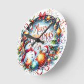 クリスマスギフトメリークリスマス ラウンド壁時計 (傾斜)