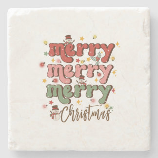 クリスマスギフトメリーメリークリスマス ストーンコースター