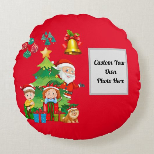 クリスマスギフトラウンド装飾用クッション ラウンドクッション (正面)