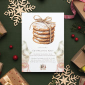 クリスマスギフトラッピングパーティー水色クッキー 招待状