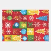 クリスマスギフトラップカラフルフェスティバル休日 ラッピングペーパーシート (正面)