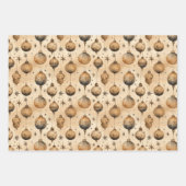 クリスマスギフトラップスターとロビンズ金ゴールド&ホワイト ラッピングペーパーシート (正面3)