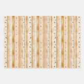 クリスマスギフトラップスターとロビンズ金ゴールド&ホワイト ラッピングペーパーシート (正面2)