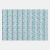 クリスマスギフトラップダークレッドティール(緑がかった色)アイスブルージグザグザ ラッピングペーパーシート (正面3)