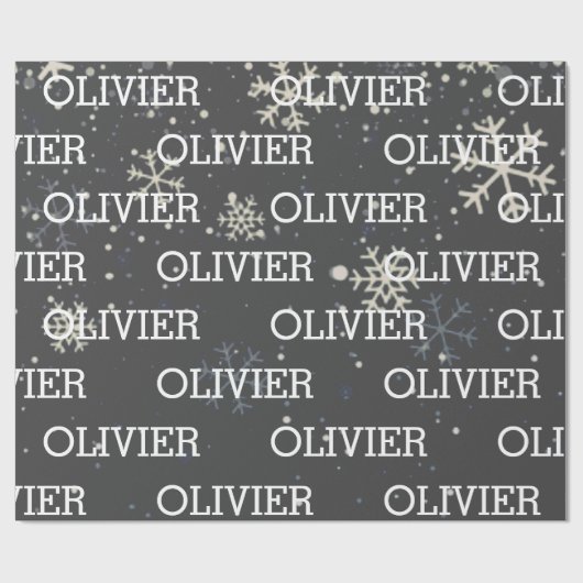 クリスマスギフトラップ雪片名グレーフェスティバル ラッピングペーパー (フラット)