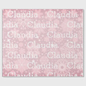 クリスマスギフトラップ雪片名ピンクフェスティバル ラッピングペーパー (フラット)