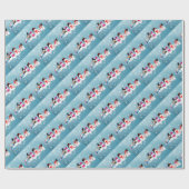 クリスマスギフトラップ/ブルー雪だるまファミリー ラッピングペーパー (フラット)