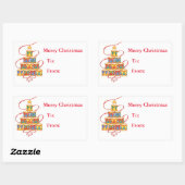 クリスマスギフトラベルのドラムの木 長方形シール (シート)