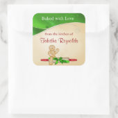 クリスマスギフトラベルジンジャーブレッドマン スクエアシール (バッグ)